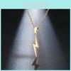 Stainless Steel Lightning Pendant Necklace For Couples With Electroplated Finish Casual Style