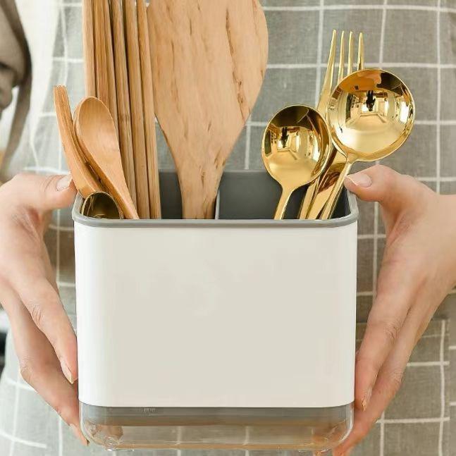 Chopstick and Spoon Countertop Draining Holder серый