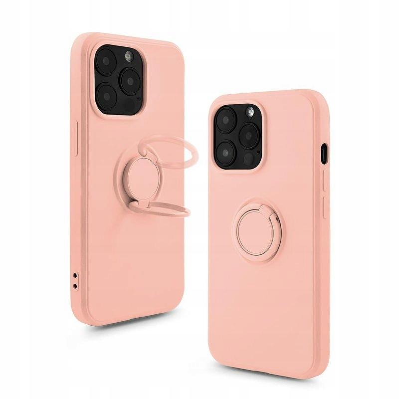 Case for IPHONE 13 PRO Silicone Magnetic Ring PINK Back + Glass