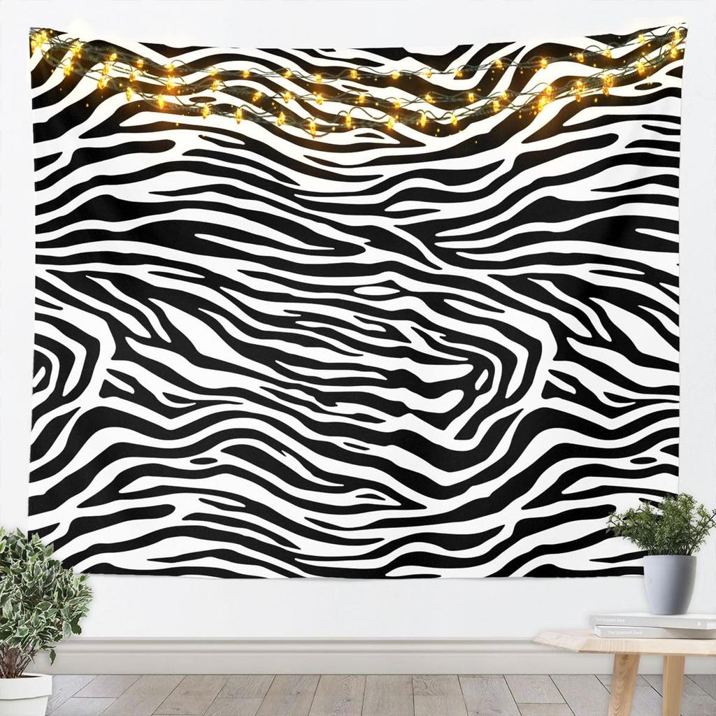Zebra Stripes Tapestry Wall Hanging Zebra Printed Wall Blanket for Kids Black And White Skin Texture Tapestry Sexy Luxury Zoo