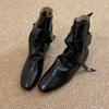 Niche Polished British Style Martin Boots Women's Autumn and Winter Chelsea Short Boots Bow Flat Bottom Pleated Pile Boots