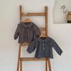 Kid's Retro Plaid Lapel Shirt, 2026 Spring/Summer Unisex Pure Cotton Casual Top