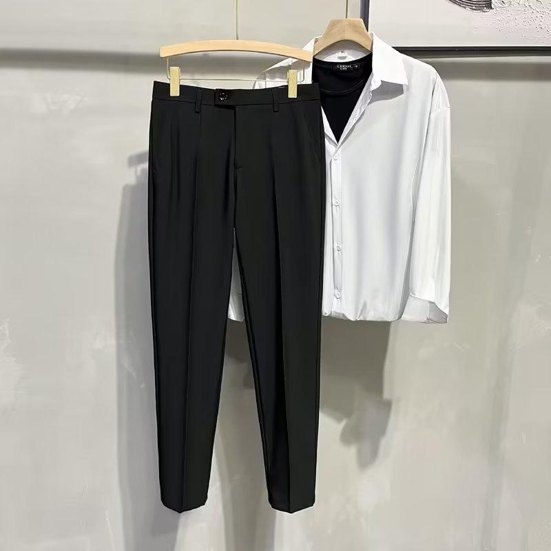 Men's Korean Style Autumn Loose Suit Trousers - Casual, Trendy, Straight-Fit Hong Kong Style Long Pants