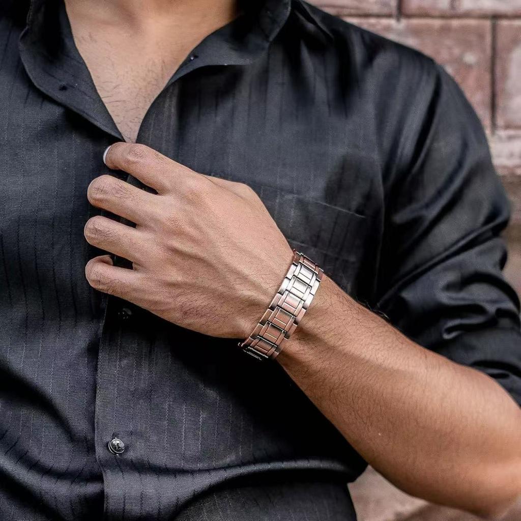 Pure 99.9% Copper Bangle Ultra-Strength Magnetic Bracelet for Men Adjustable Perfect Gift for Father Husband