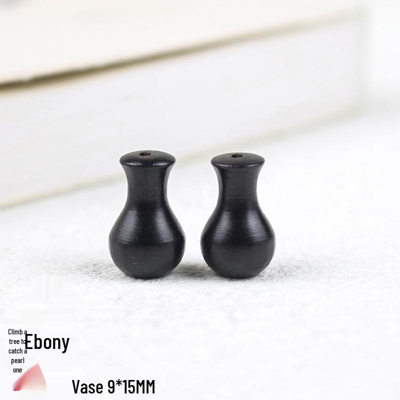 

Браслет из бусин ручной работы из черного дерева с 108 буддийскими бусинами - Милый дизайн «Ваза-ученик», 9x15 мм.