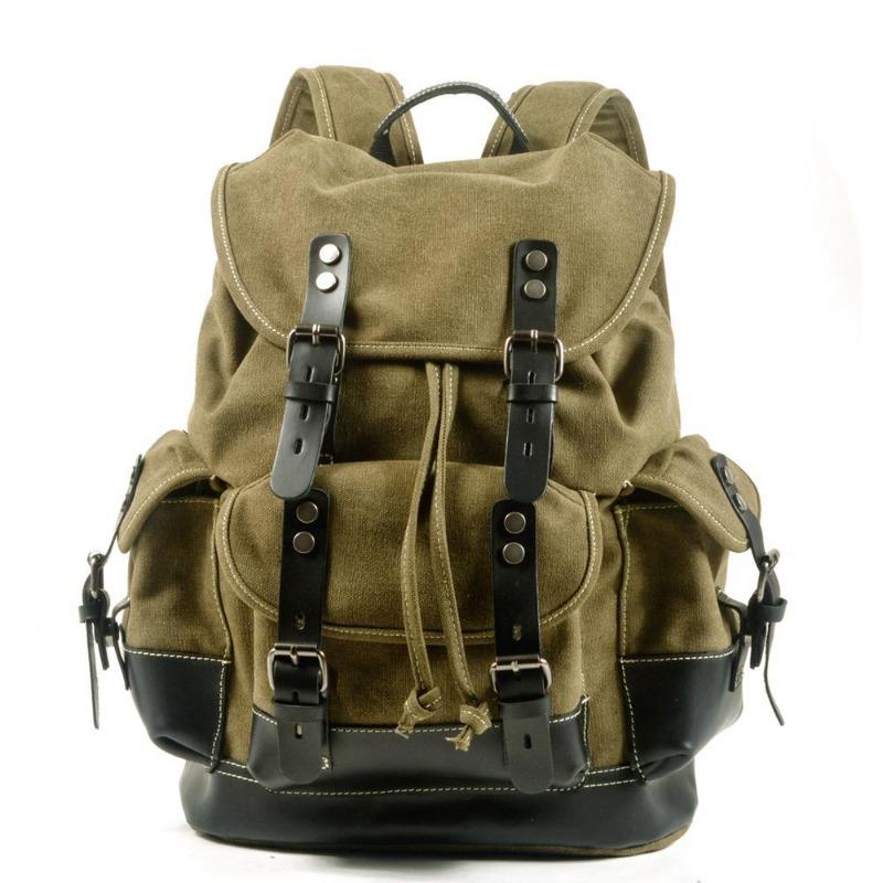 Vintage Canvas Backpacks for Men Laptop Daypacks Waterproof Rucksacks Large Waxed Mountaineering Travel Pack Vintage Backpack