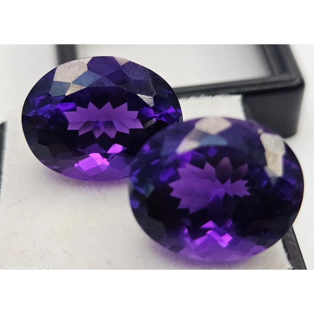 Natural Purple Amethyst For Earring Oval Cut 20+ Ct Pair Beautiful Gemstone