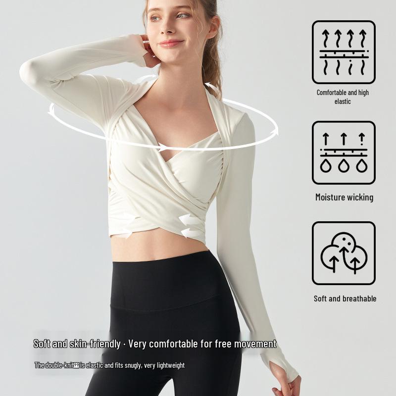 Women's Long Sleeve Yoga Top with Fixed Cups - Autumn/Winter Pilates Fitness Wearing Apparel