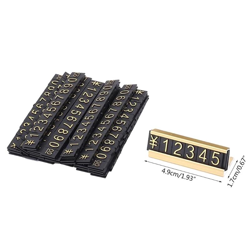 Gold Number Price Tag Signs 20Sets Arabic Numerals Together Price Cube for Shopping Mall Storage Price