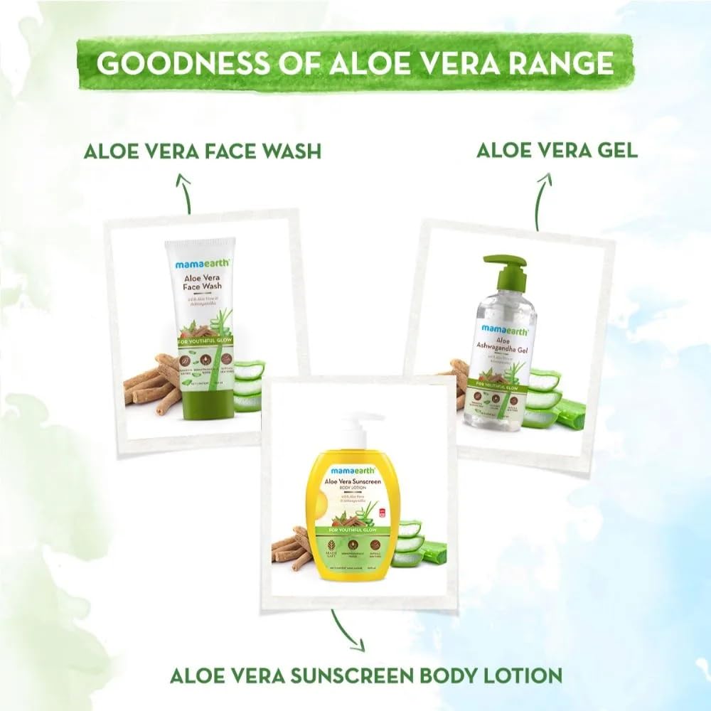 Mamaearth Aloe Vera Sunscreen Body Lotion SPF 30 For Normal Skin With Ashwagandha 300 Ml Pack