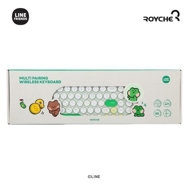 Royce Line Friends Minini Figure Multi-Pairing Cradle Bluetooth Wireless Keyboard + Keyskin Set, Salini, LF-TKB-4E-SLN, Standardtyp