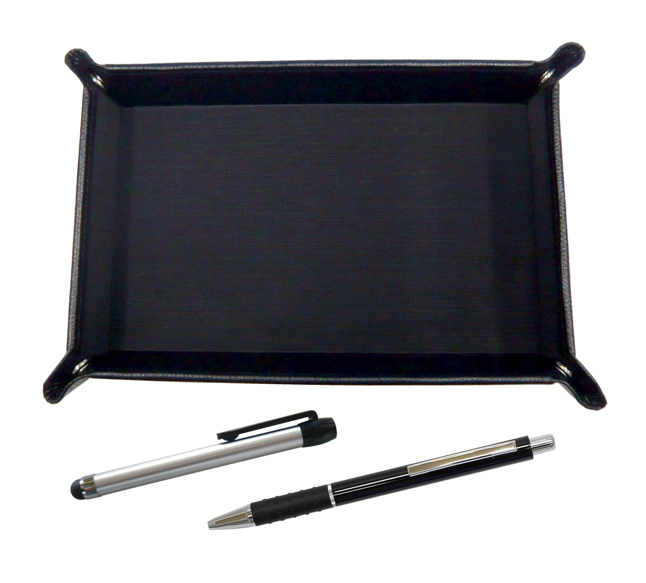 

Japanese grained cowhide pen tray black metal touch silver bar and metal pitch grip ballpoint pen set black & TRASB-ALST-WZ2067BP-B