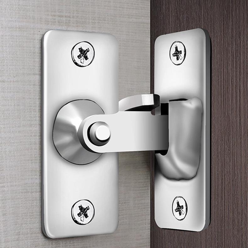 Black Stainless Steel 90° Latch for Small Doors: Anti-theft Right Angle Sliding Door Hasp Lock.