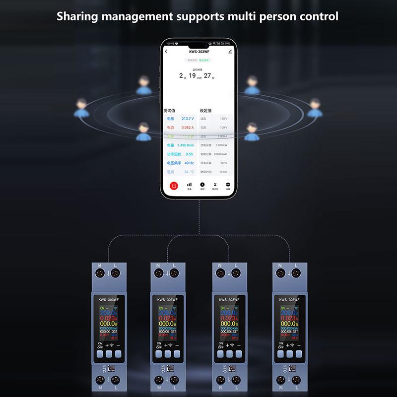 Tuya Wifi Stromzähler Hutschiene 2P AC Energiezähler App-Steuerung 85-290V/40A Spannungsstromzähler Stromverbrauchszähler
