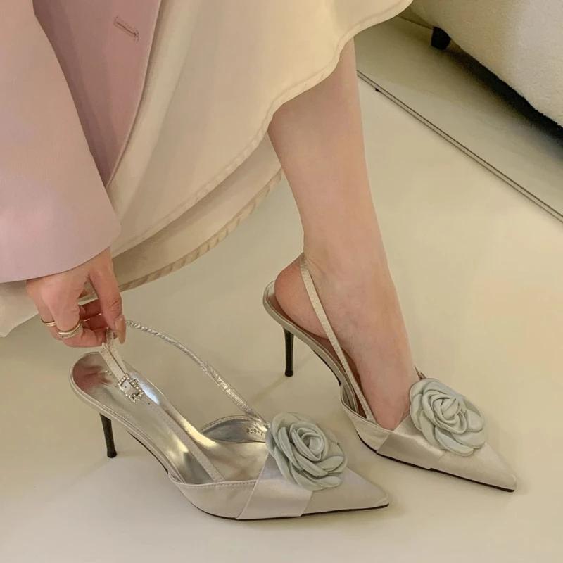 Fashion Flowers Thin Heels Sandals for Women The Best 2025 Luxury High Quality Trend Comfortable and Elegant Daily Woman Shoes Wholesale