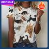 Animal Graphic T Shirts Woman Clothing Summer O-Neck Woman Clothes Korean Y2K Many Clothes Cute Female Clothing Fashion Tops