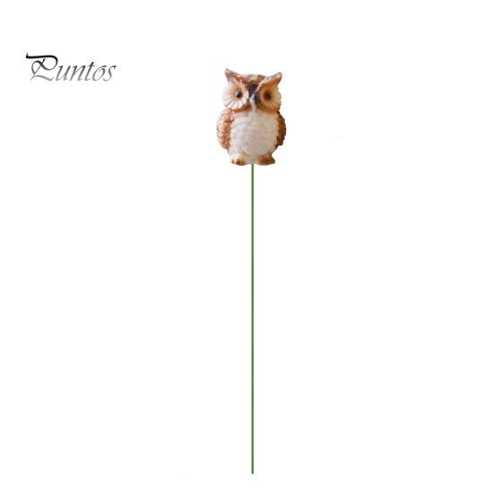 Easy-assembly Garden Stakes Owl Ornaments, Metal Rod Resin Sculpture for Succulents Potted Plants, Micro Weatherproof Decorations Landscape