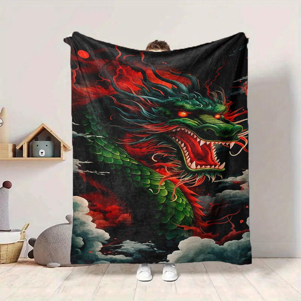1pc Dragon Fantasy Blanket, Lightweight Flannel Throw Blanket for Sofa, Bed, Travel, Camping, Living Room, Office, Couch, Chair, a0922077
