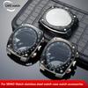 For Seiko Sportura Series SNL017 7L22 SNA595 Watch Stainless Steel Case Modification Black Scale Ring with Glass Lense Shell