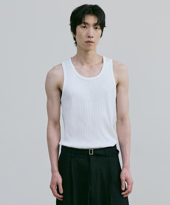 Beleudeunua Slim Ribbed Cotton Sleeveless (White)