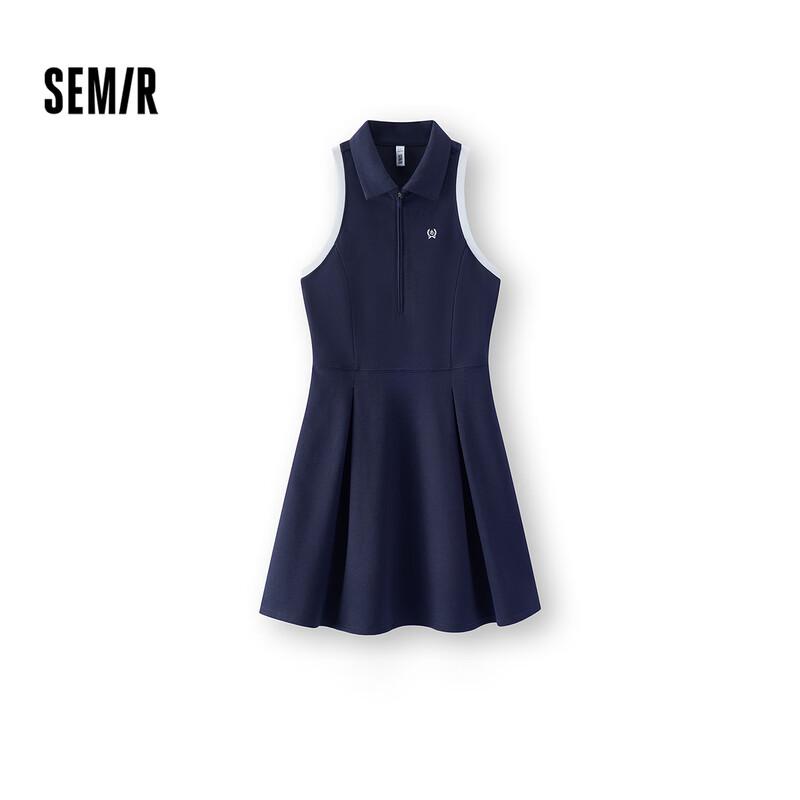 Semir Women s Pleated Colorblock Polo Neck Dress L