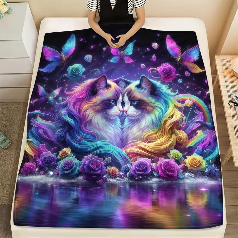 Butterfly flower animals Print Flannel Blanket,High quality Comfortable for All Seasons,Home Decor,Warmth and Comfort,Perfect for Christmas Gifts