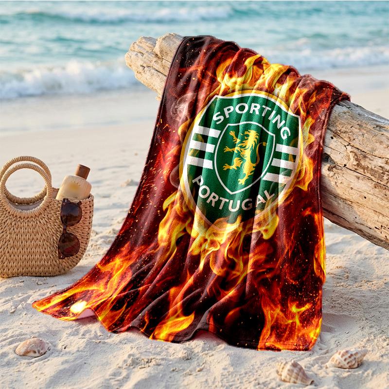 Sporting CP FC Aufdruck Mikrofaser Strandtuch Schnelltrocknend Saugfähig Großes Handtuch für Strand Schwimmen Reisen