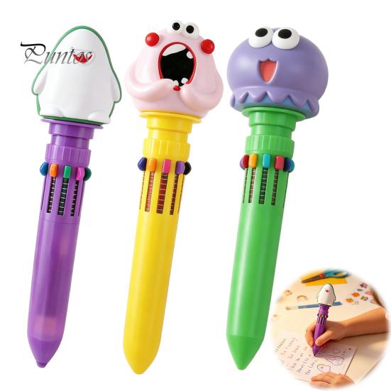 Gift Pens for Girls And Boys 10 in 1 Cartoon Ballpoint Pen, Multicolor Press Retractable Pens, Back to School Supplies Kids Smooth Writing Stationery