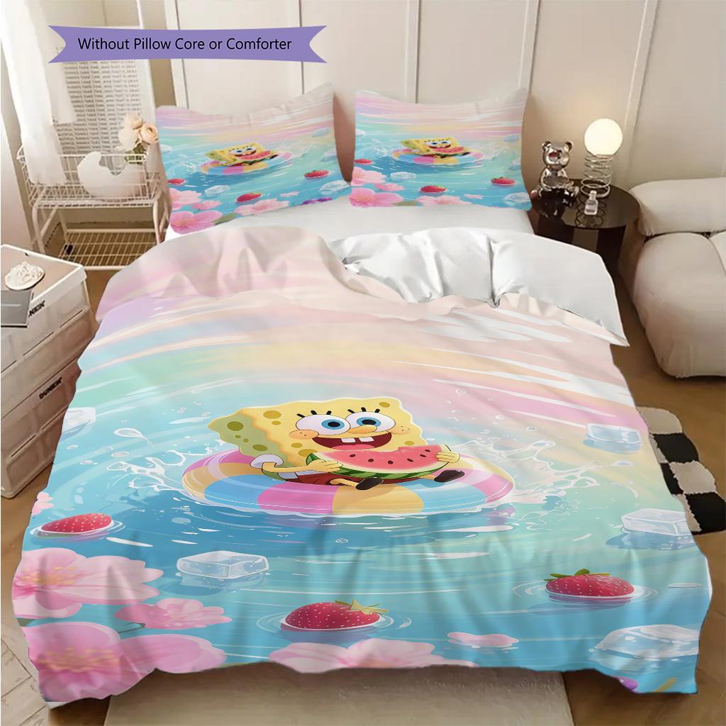 Spongebob Squarepants Day Life Bedding 1 Duvet Cover 2 Pillowcase Without Core Bedding Set Christmas Birthday Gift Duvet Cover And Pillowcase
