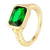 Vintage Rectangle Emerald Diamond Ring Light Luxury Twisted Spiral Ring Titanium Steel Plated Jewelry Women