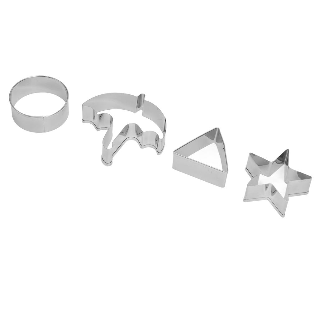 5Pcs Set Sugar Candy Pie Mold Cutter Stainless Steel Cookies Chocolate Mold for Games Entertainment Silver