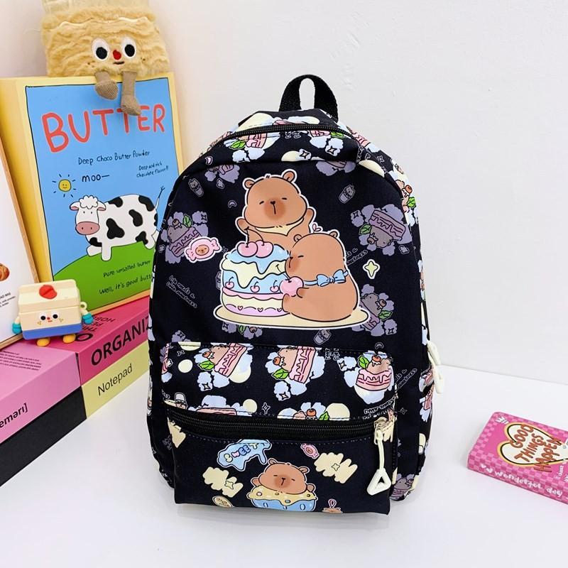 Pattern Capybara Cartoon Backpack Large Capacity Shoulders Bag Gift Children