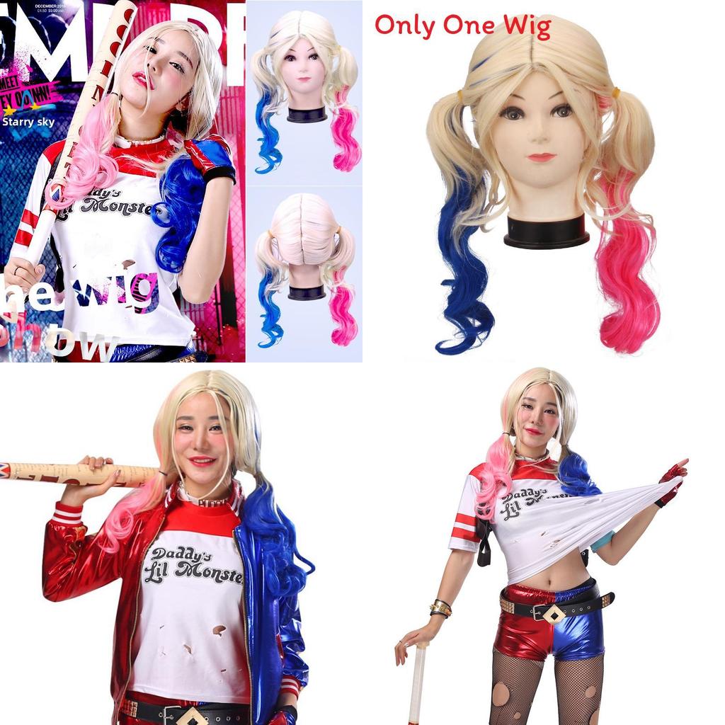 Suicide Squad Harley Quinn Cosplay Wig With Synthetic Fiber For Halloween Costume Parties
