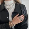 Collier Pendentif Cœur Perles Argenté Irrégulier Cassé CCB, Bague Diamant Acrylique Luxe Léger Pour Femmes
