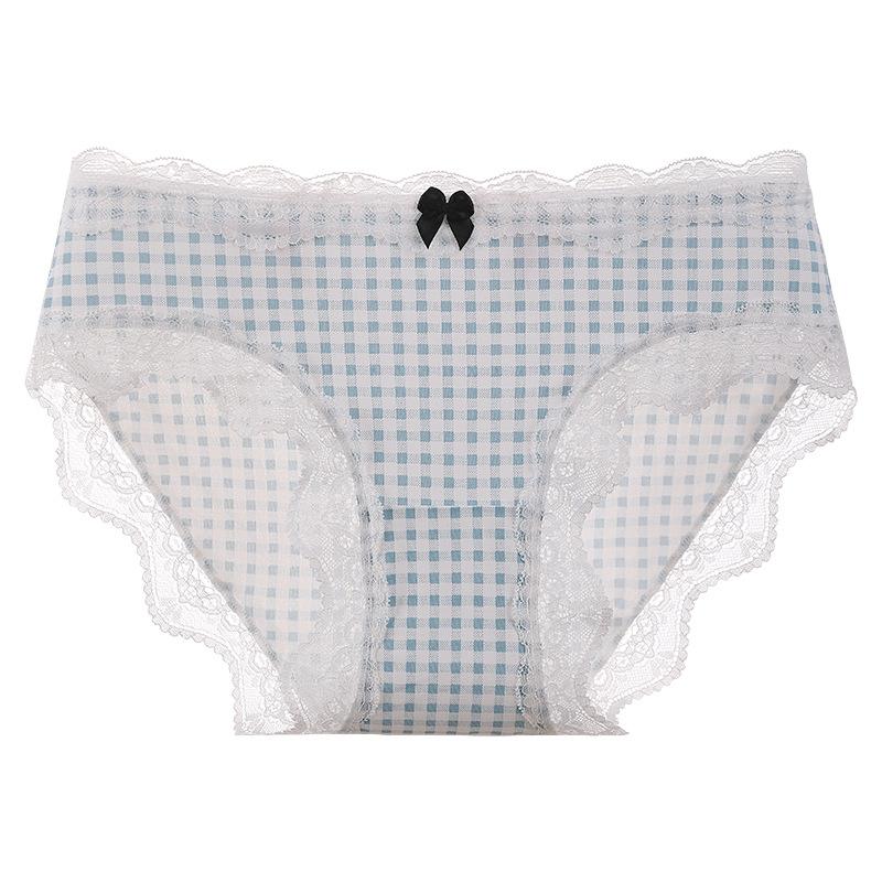 Girl Spring and Summer Broken Flower Bow Lace Frivolous Cool Feeling Ice Silk High Bullet Speed Dry Briefs