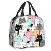 Kawai Cats Thermal Insulated Lunch Bag Women Cute Animal Kitten  Tote for School Office Outdoor Storage Food Bento Box