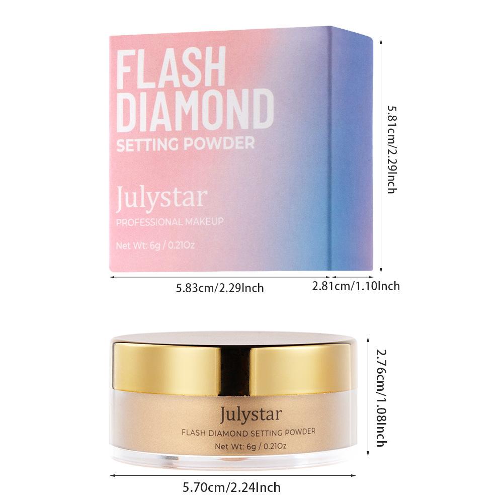 Julystar Pearlescent loose powder Concealer Diamond honey powder fine anti-sweat long-lasting oil-control matte setting powder
