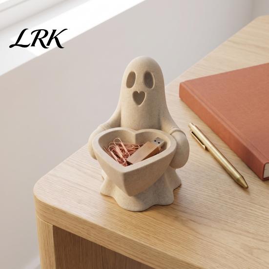 Creative Halloween Gift for Her 3D Printed Ghost Trinket Dish, Heart Shaped Storage Bowl, Small Tray Jewelry Ring Earring, Tabletop Ornament,