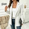 Giacca Casual da Donna a Righe con un Bottone, Giacca Traspirante da Lavoro Business Slim Fit, Cappotto a Maniche Lunghe con Collo a Lancia per l'Autunno