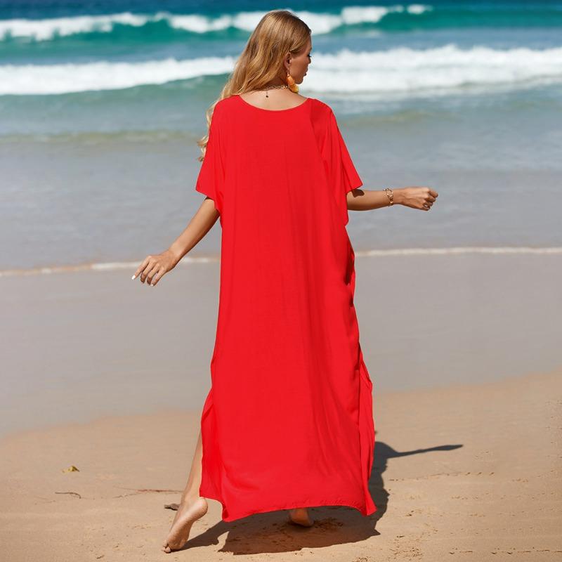 Women Beach Cover Up Loose Plus Size Bohemian Long Dress Bikini Top