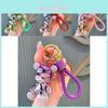 Elegant High-end Plated Rhinestone Bear Keychain Fashionable Car Accessory For Women