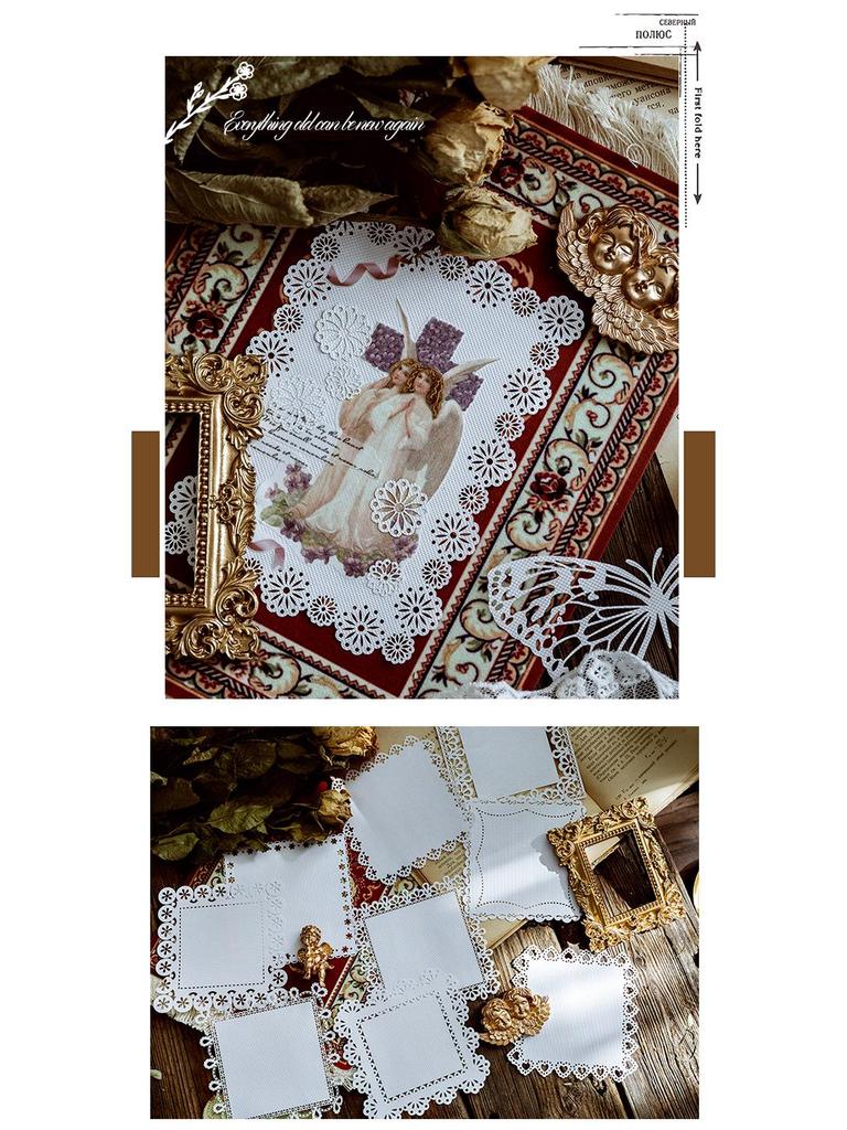 8 Styles Momo Hollow Lace Paper - Alice's Tea Party Scrapbook Diary Decorative Base Paper