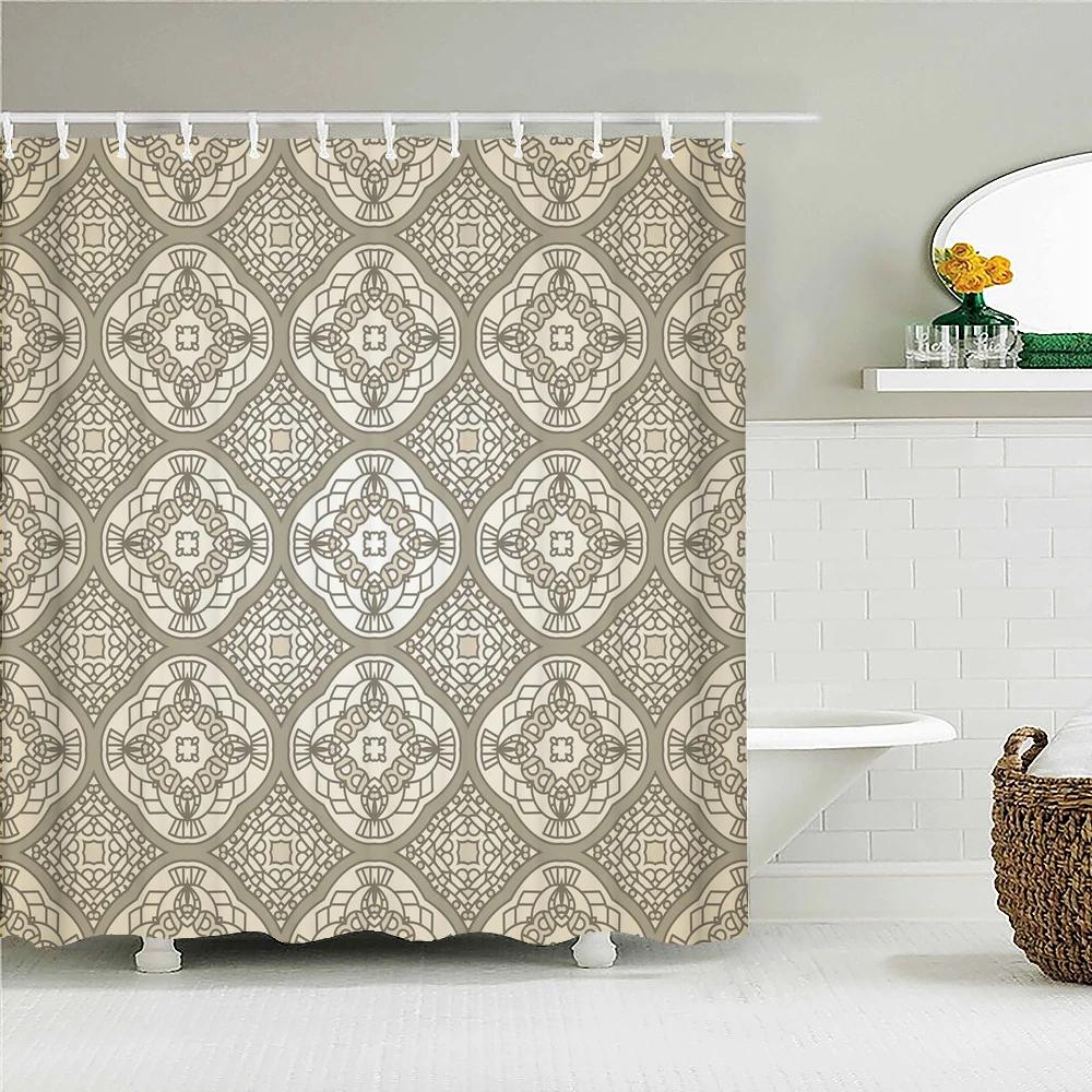 Bohemian Shower Curtains Retro Colorful Boho Printed Bath Curtain Polyester Fabric Home Decor Mosaic Shower Curtains with Hooks