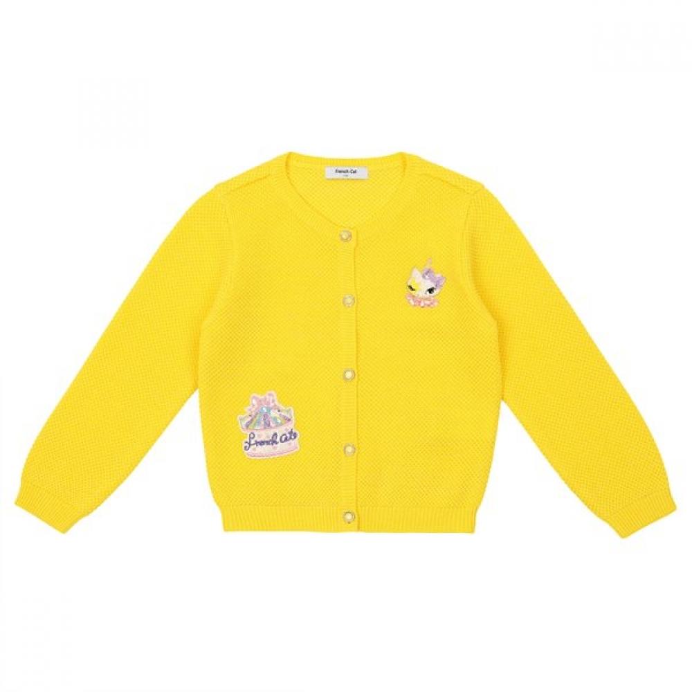 Французский кот Желтый вязаный кардиган в точку Q51dbw031y1 yellows/120
