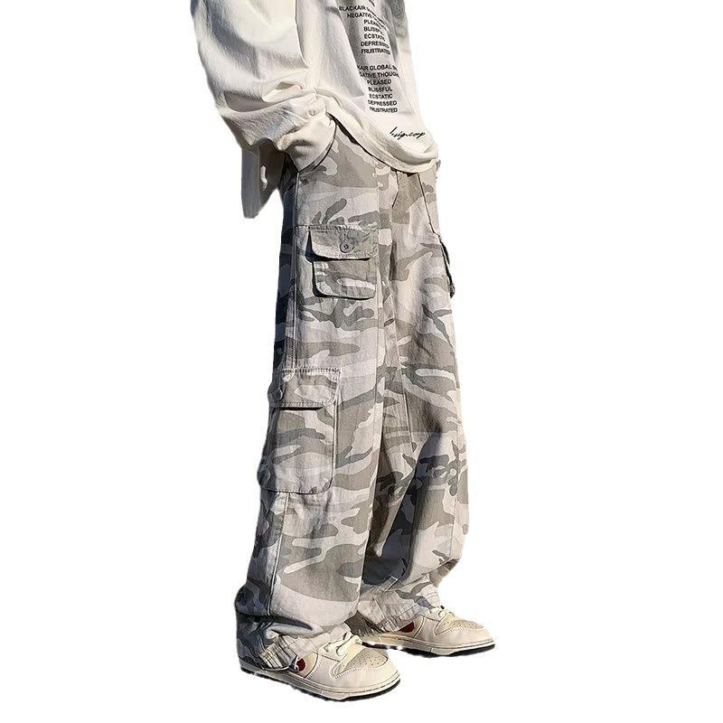 Herren Graue Camo Weitbeinige Sommer Hip-Hop Freizeit Hose