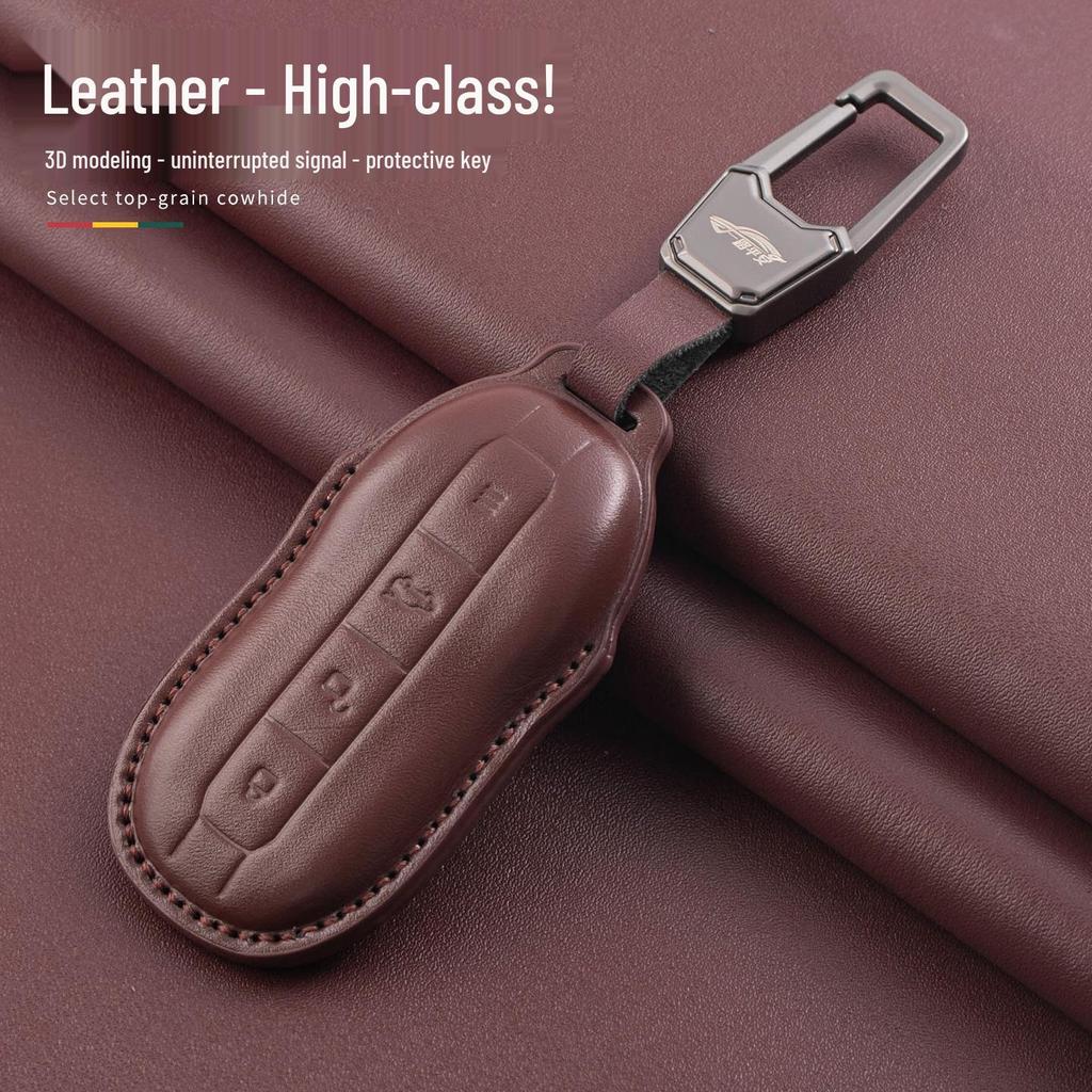 Luxury Full-Coverage Genuine Leather Protective Case for Xiaomi SU7 Key Fob & Car Key Holder