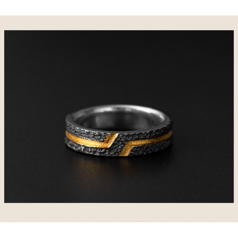 Adjustable Open Ring Men Women Vintage Geometric Design Plated Bohemian Style Band Gift