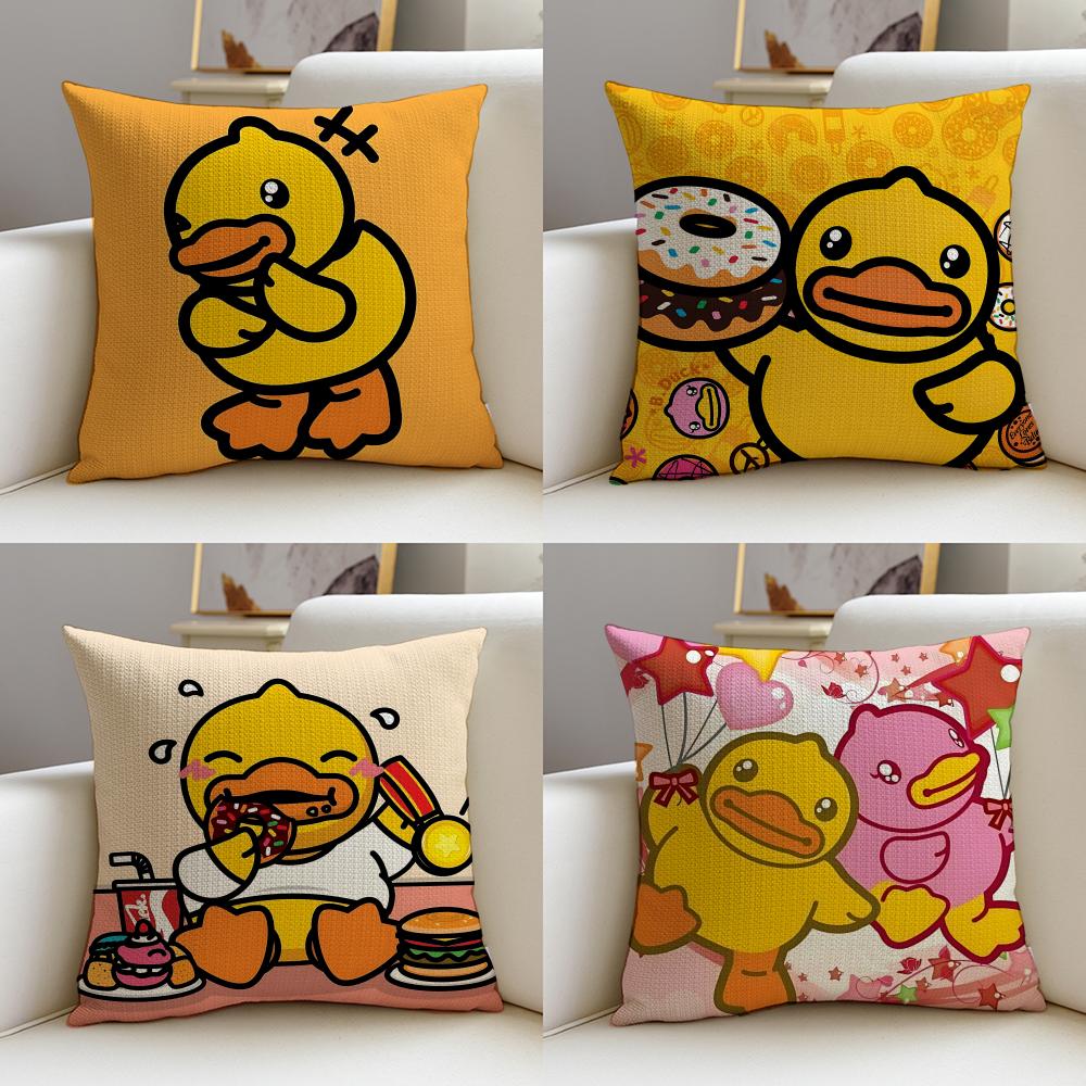 Bright BBDuckS Cushion Cover Breathable and skinfriendly linen pillowcase square removable and washable cushion