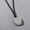 Pingente Caixa de Tesouro Luar Banhado a Cobre Prata-Platina Retrô, Corda Preta de Alta Qualidade, Corrente Longa para Suéter, Colar de Moda Personalizado.
