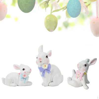 3 Pieces Rabbits Statue Outdoor Garden Elegant Fantastic Vivid Cute Sculpture
